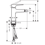 32520990 Hansgrohe Metropol Polished Gold Optic Bidet Mixer_Stiles_TechDrawing_Image