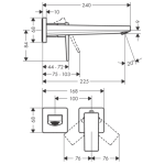 32526140 Hansgrohe Metropol Brushed Bronze Wall-Type Basin Mixer 225mm_Stiles_TechDrawing_Image