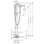 32532140 Hansgrohe Metropol Brushed Bronze Freestanding Bath Mixer_Stiles_TechDrawing_Image