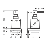 41745340 Hansgrohe AddStoris Brushed Black Chrome Liquid Soap Dispenser_Stiles_TechDrawing_Image