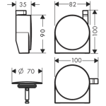 58117990 Hansgrohe Exafill S Polished Gold Optic Bath Finish Set_Stiles_TechDrawing_Image