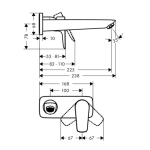 71734990 Hansgrohe Talis E Polished Gold Optic Basin Mixer (long spout)_Stiles_TechDrawing_Image