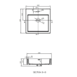 Clear Cube Valencia Counter Top Basin 450x450x135mm_Stiles_TechDrawing_Image