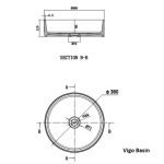 Clear Cube Vigo Round Counter Top Basin 380x380x110mm_Stiles_TechDrawing_Image