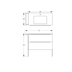 Gio Bella Loft White Cabinet and Basin 460x600x831mm (Towel rail on left)_Stiles_TechDrawing_Image