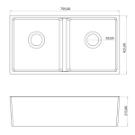 Rossco Butler Black Double Sink 425x795x220mm_Stiles_TechDrawing_Image