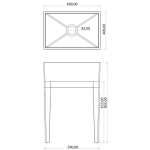 Rossco Butler Sink and White Oak Stand 400x600x850mm_Stiles_TechDrawing_Image