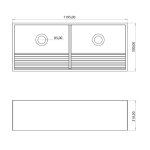 Rossco Double Concrete Grey Laundry Trough 500x1195x300mmStiles_TechDrawing_Image