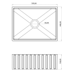 Rossco Fluted Butler Counter Top Sink 450x600x200mm_Stiles_TechDrawing_Image