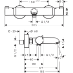 13114700 Hansgrohe Ecostat Comfort Matt White Bath Thermostat_Stiles_TechDrawing_Image