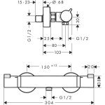 13116700 Hansgrohe Ecostat Comfort Matt White Shower Thermostat_Stiles_TechDrawing_Image