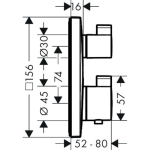 15714700 Hansgrohe Ecostat Square Matt White Thermostat (2 Functions)_Stiles_TechDrawing_Image