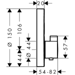 15743700 Hansgrohe ShowerSelect S Matt White Thermostat Mixer_Stiles_TechDrawing_Image