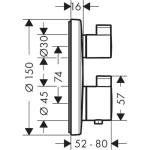 15758700 Hansgrohe Ecostat S Matt White Thermostat (2 Functions)_Stiles_TechDrawing_Image