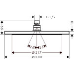 26220700 Hansgrohe Croma Matt White Shower Head 280mm_Stiles_TechDrawing_Image