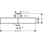 26228700 Hansgrohe Rainfinity Matt White Shower Head 250mm_Stiles_TechDrawing_Image