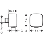 26457700 Hansgrohe FixFit Matt White Wall Outlet with Non-return Valve_Stiles_TechDrawing_Image