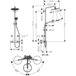 26890700 Hansgrohe Croma Select S Matt White Shower Set with Thermostat 280mm_Stiles_TechDrawing_Image