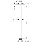 27389700 Hansgrohe Matt White Ceiling Connector S 300mm_Stiles_TechDrawing_Image