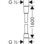 28276700 Hansgrohe Isiflex Matt White Shower Hose 1600mm_Stiles_TechDrawing_Image