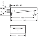 32543700 Hansgrohe Metropol Matt White Wall-Type Wide Bath Spout_Stiles_TechDrawing_Image