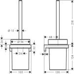 41752700 Hansgrohe AddStoris Matt White Toilet Brush and Holder_Stiles_TechDrawing_Image