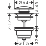 50100700 Hansgrohe Matt White Push-Open Waste Set For Basin And Bidet Mixers_Stiles_TechDrawing_Image