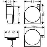 58117700 Hansgrohe Exafill S Matt White Bath Filler Waste and Overflow Set_Stiles_TechDrawing_Image