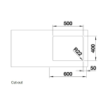 Blanco Andano 500-U Stainless Steel Undercounter Sink 540x190mm_Stiles_TechDrawing_Image2