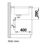 Blanco Andano 500-U Stainless Steel Undercounter Sink 540x190mm_Stiles_TechDrawing_Image4