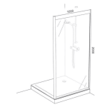 TATFCBR1000B Waterfall Black Flat Back Bi-Slider Shower Screen with Return Panel 1000x2000mm_Stiles_TechDrawing_Image