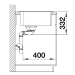 Blanco Naya 8 S Black Silgranit Inset Sink 500x1160x200mm_Stiles_TechDrawing_Image