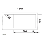 Blanco Naya 8 S Black Silgranit Inset Sink 500x1160x200mm_Stiles_TechDrawing_Image3