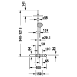 TH4380008 Duravit White Chrome Shower System Column and Shelf_Stiles_TechDrawing_Image