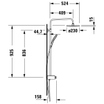 TH4380008 Duravit White Chrome Shower System Column and Shelf_Stiles_TechDrawing_Image2